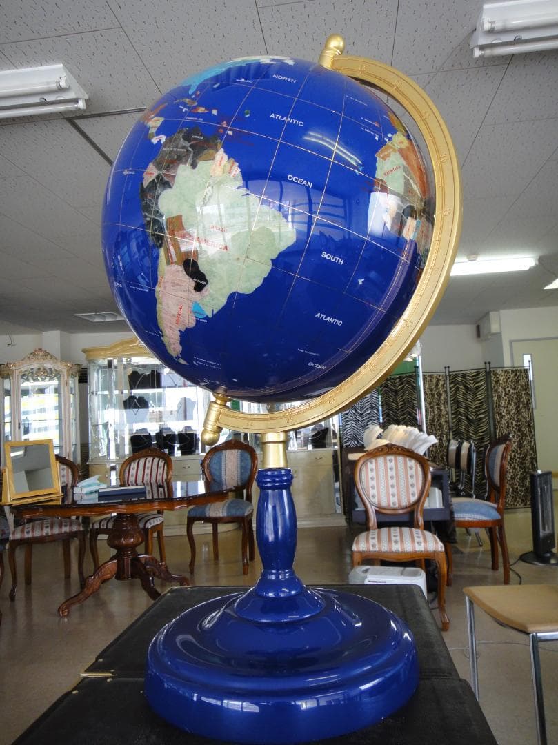 新品天然石地球儀65cm