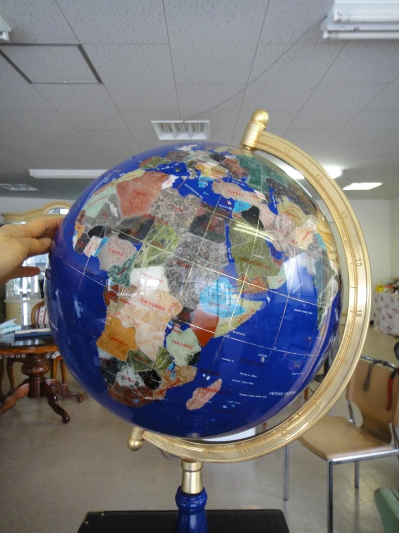 新品天然石地球儀65cm