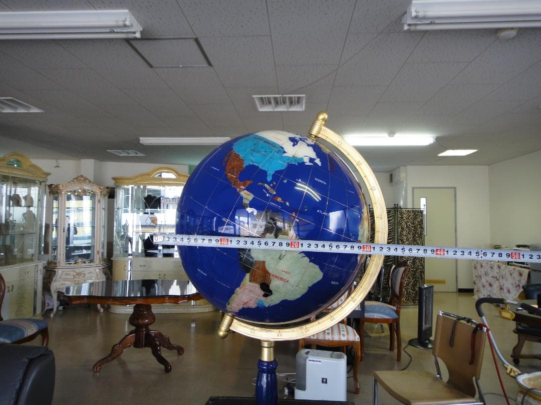 新品天然石地球儀65cm