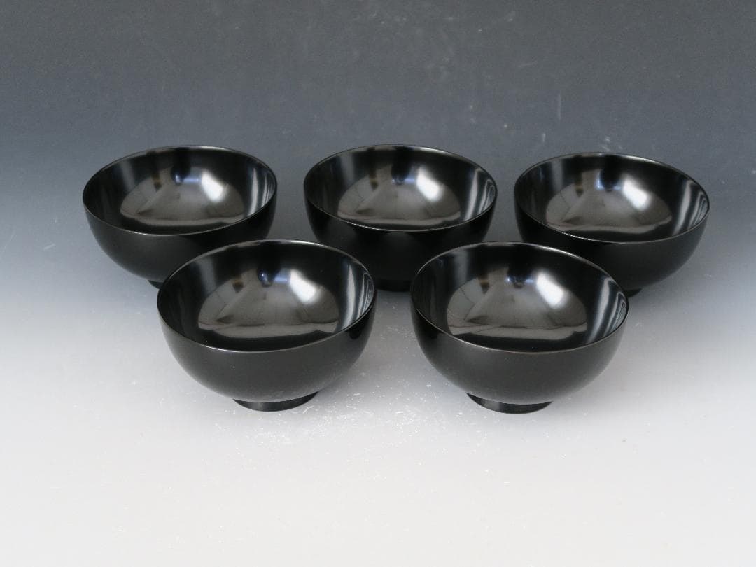 輪島塗】鉄仙蒔絵 吸物椀 黒塗 見返し蒔絵 五客揃 天然木 共箱 - メルカリ