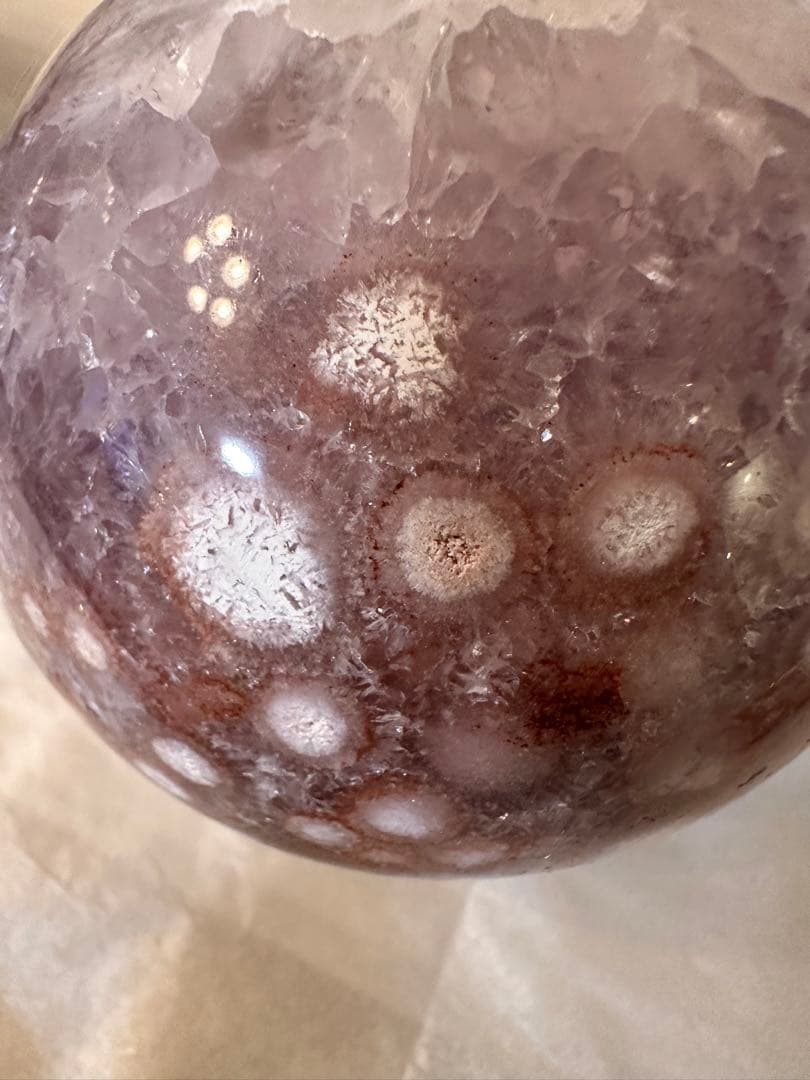 高品質　大きなサイズ　アメジスト　ピンクアメジスト　フラワーアゲート　スフィア