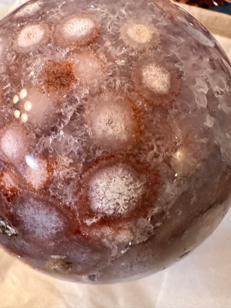 高品質　大きなサイズ　アメジスト　ピンクアメジスト　フラワーアゲート　スフィア