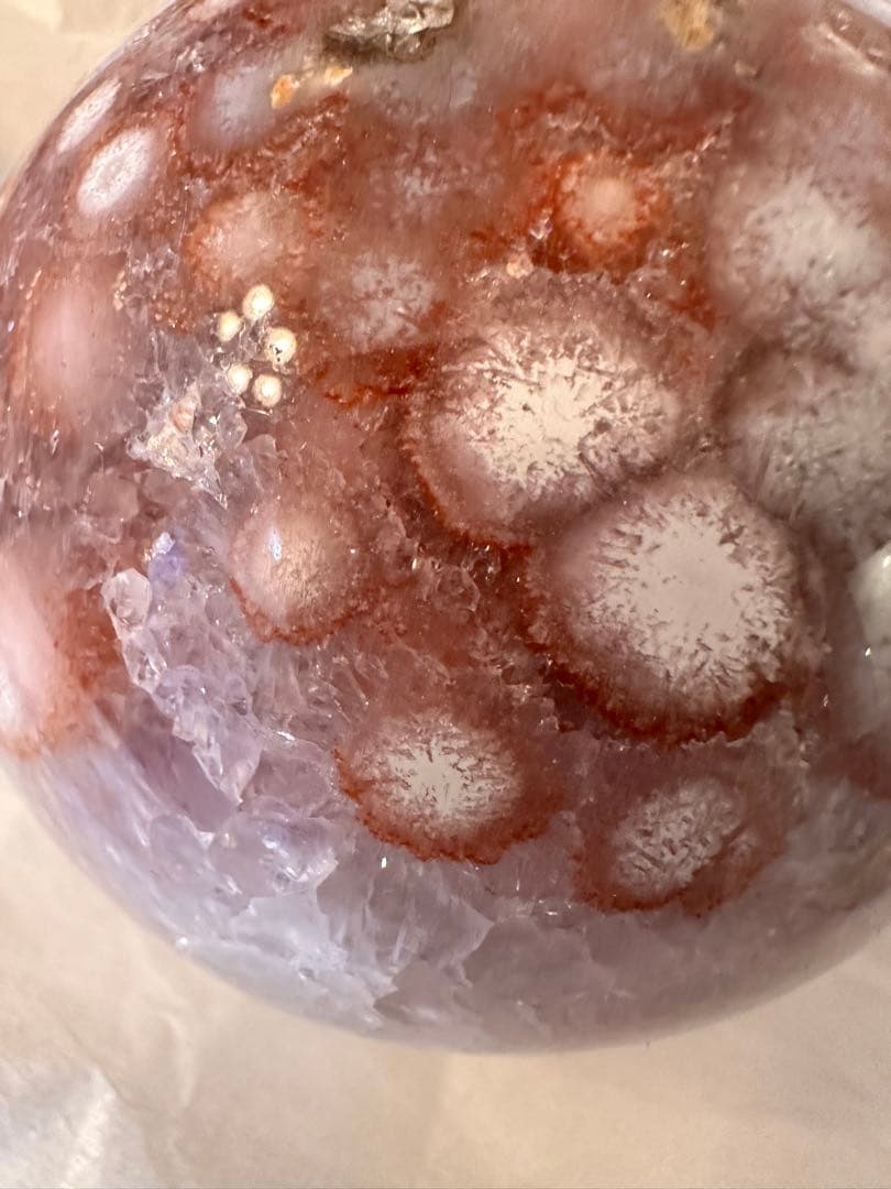 高品質　大きなサイズ　アメジスト　ピンクアメジスト　フラワーアゲート　スフィア