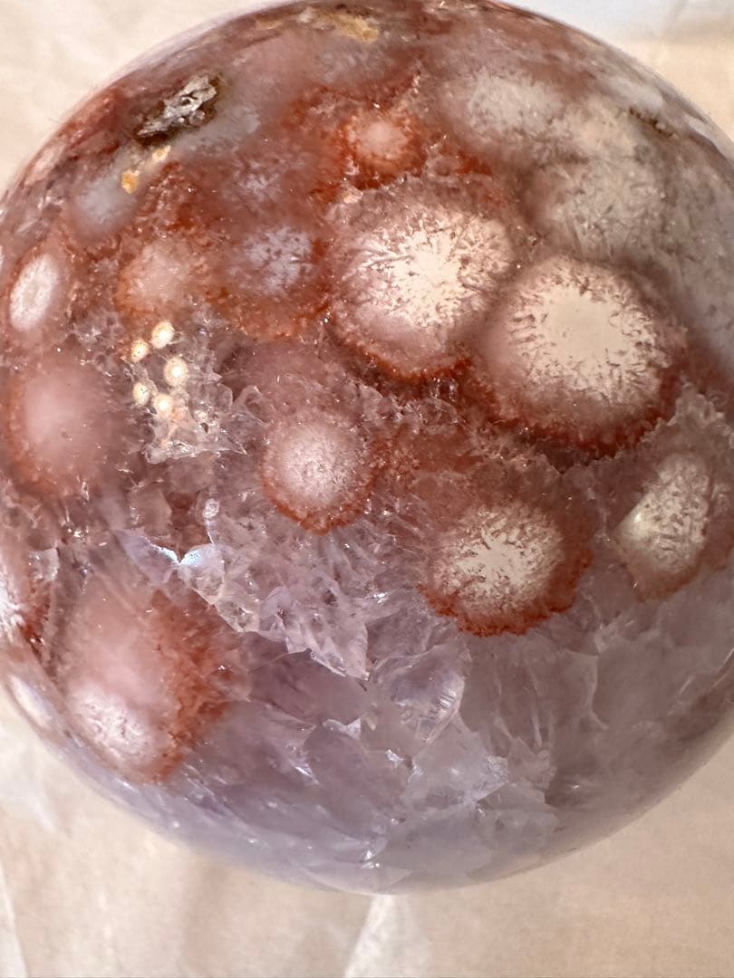 高品質　大きなサイズ　アメジスト　ピンクアメジスト　フラワーアゲート　スフィア