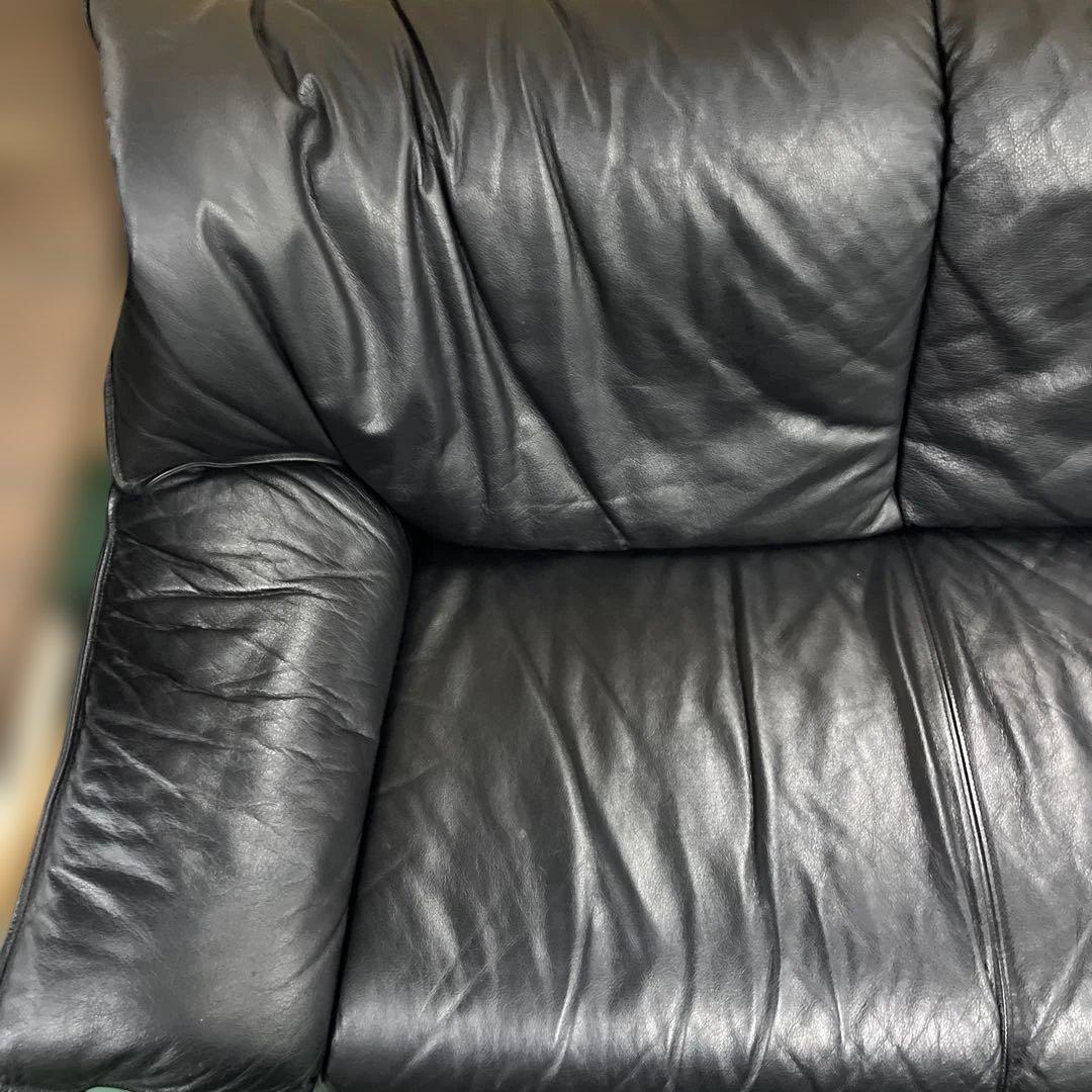MARIAN マリアン 黒のレザー3人掛けソファー インテリア 家具
