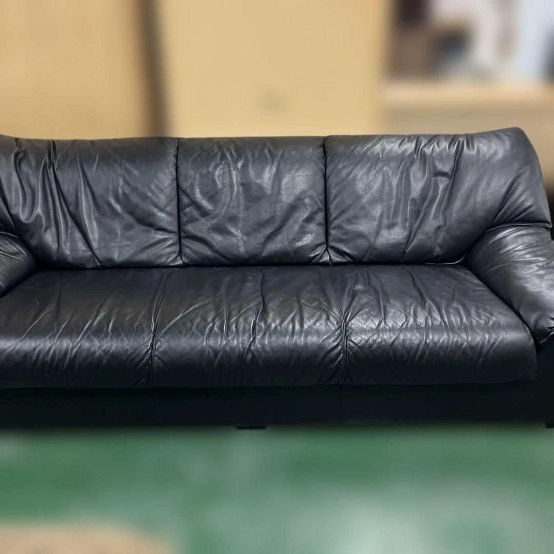 MARIAN マリアン 黒のレザー3人掛けソファー インテリア 家具