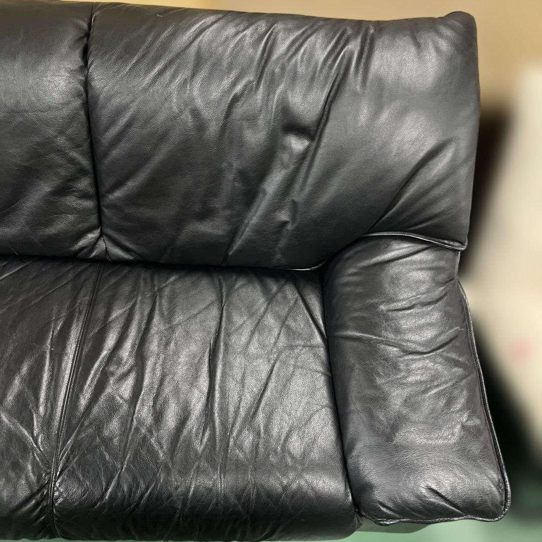 MARIAN マリアン 黒のレザー3人掛けソファー インテリア 家具