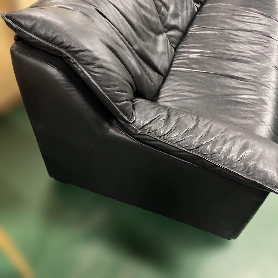 MARIAN マリアン 黒のレザー3人掛けソファー インテリア 家具