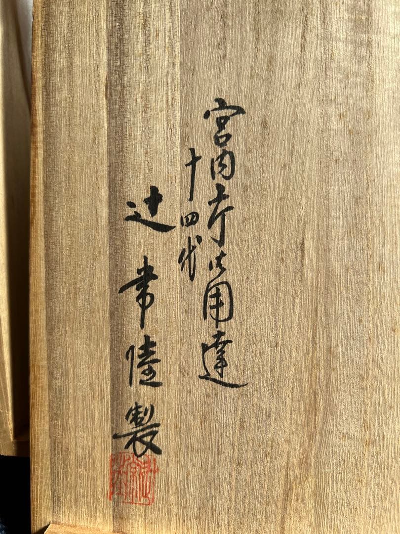 1079  十四代　辻常陸製　染錦龍鳳凰文　菓子皿　未使用