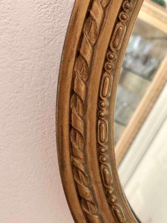 フランスアンティーク　リボン&ローズガーランドの壁掛けミラー