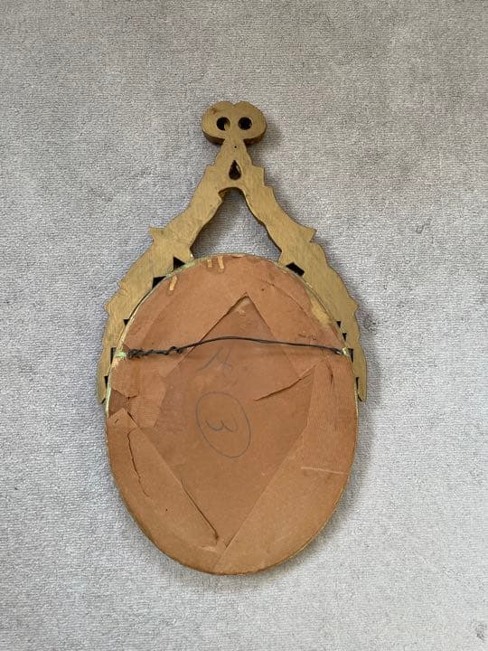 フランスアンティーク　リボン&ローズガーランドの壁掛けミラー