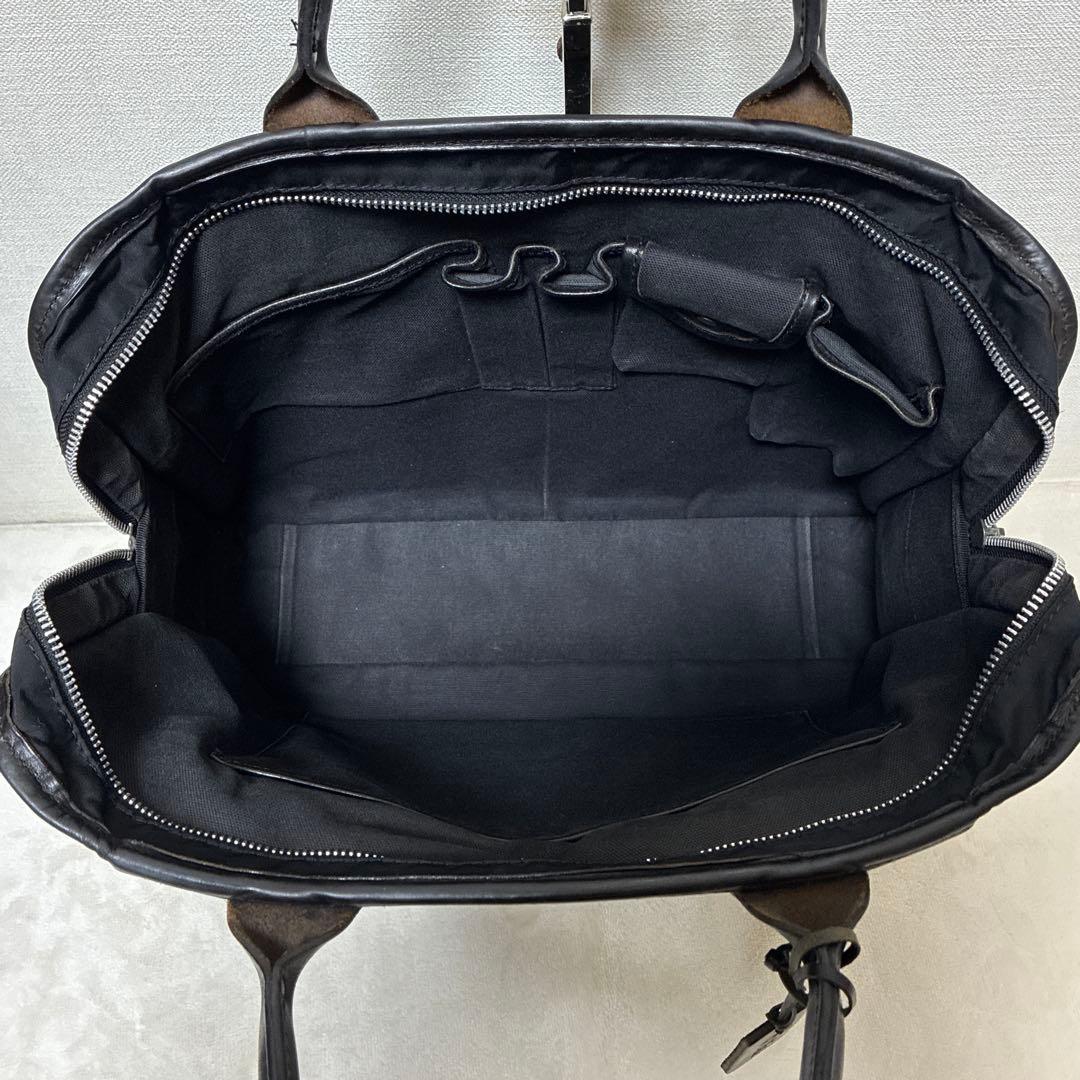 美品 フェリージ ビジネスバッグ オールブラック ナイロン×レザー 8637/2