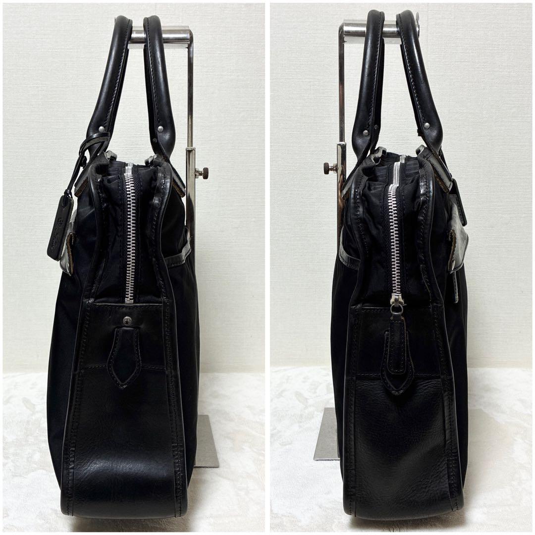美品 フェリージ ビジネスバッグ オールブラック ナイロン×レザー 8637/2
