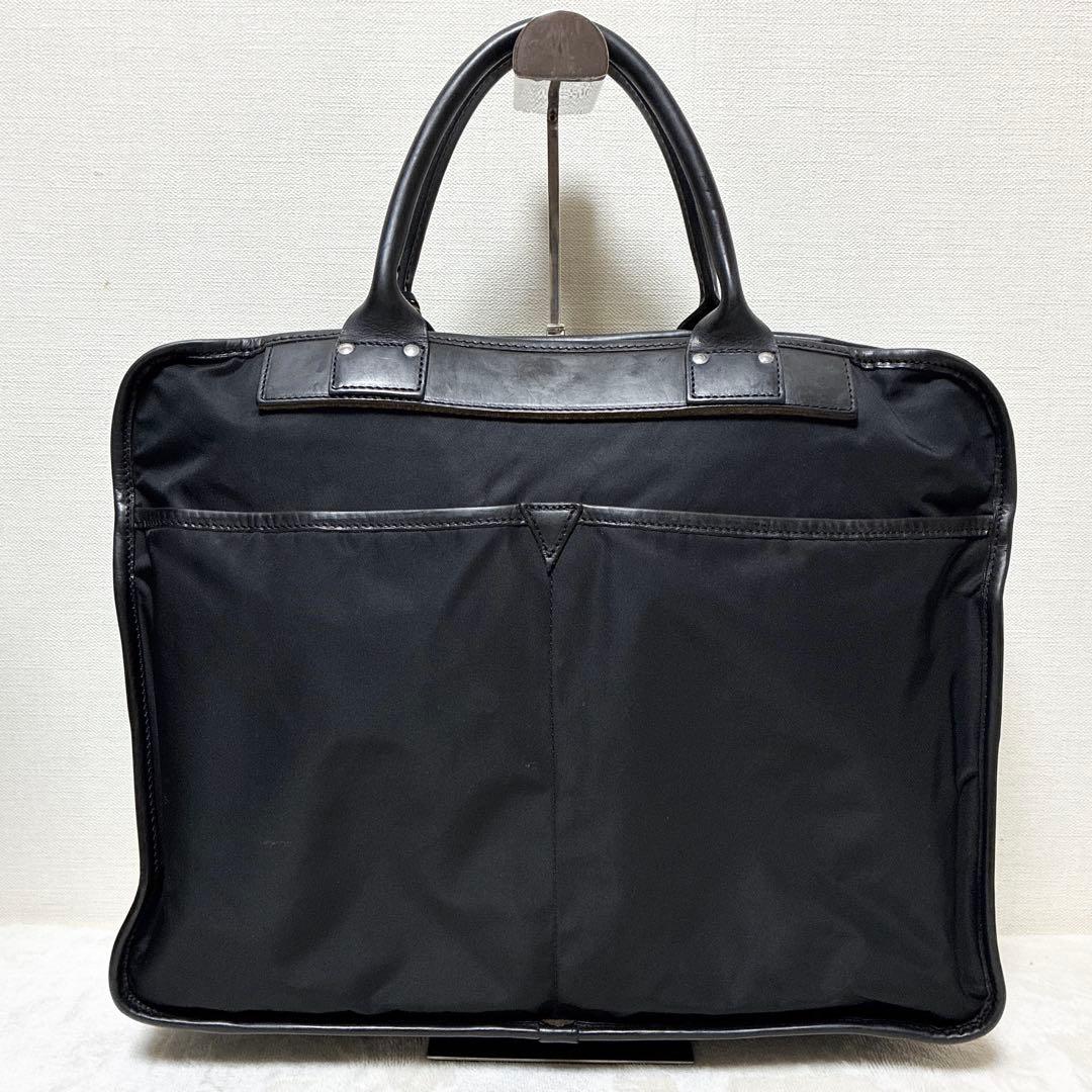 美品 フェリージ ビジネスバッグ オールブラック ナイロン×レザー 8637/2