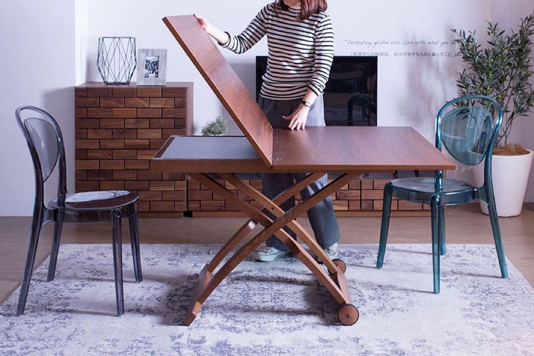 ★大豆★カリガリス コヌビア マスコッティ 伸長・昇降式テーブル