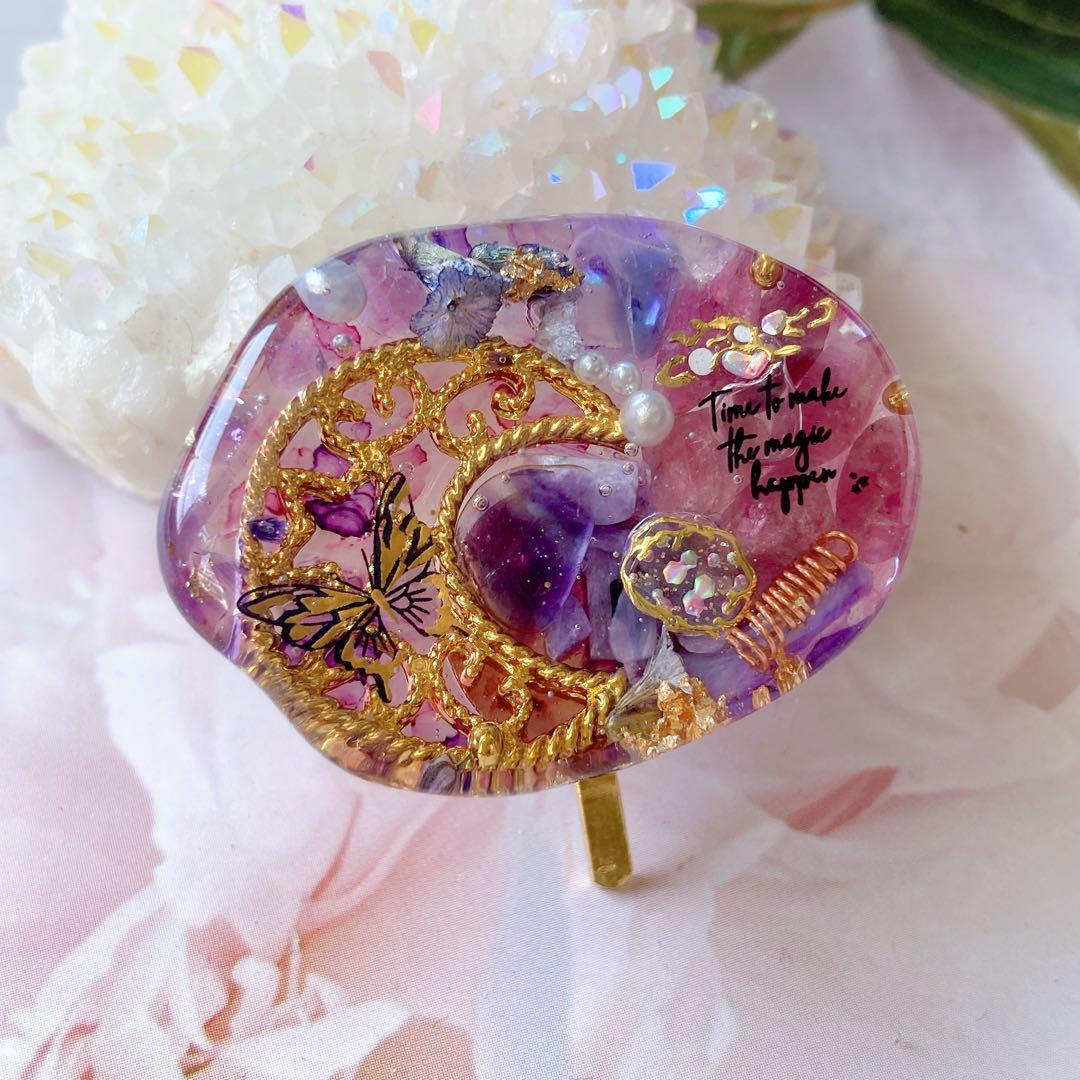 幸運引き寄せ♡オルゴナイト ポニーフック ピンクトルマリン チャロアイト