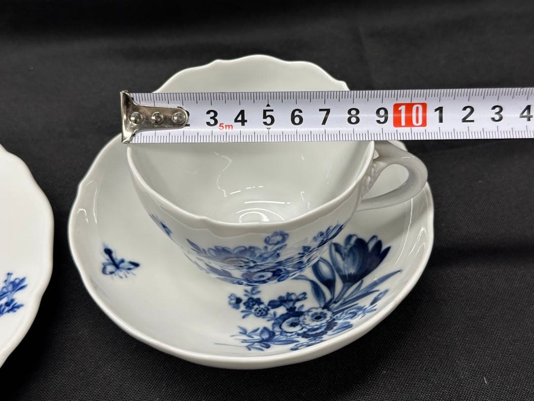 【USED美品】meissen マイセン　青い花　トリオ　C&S プレート