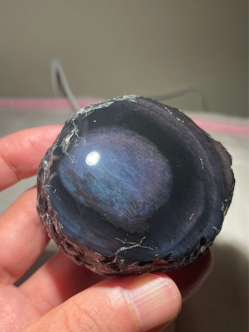 研磨品　十勝石玲瓏　ブルー、パープルシラー　レインボーオブシディアン　特級品