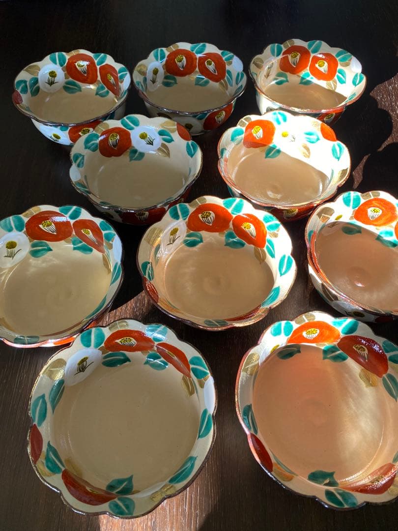 乾山写　京焼　椿向付5客 新品未使用　 お造りの器