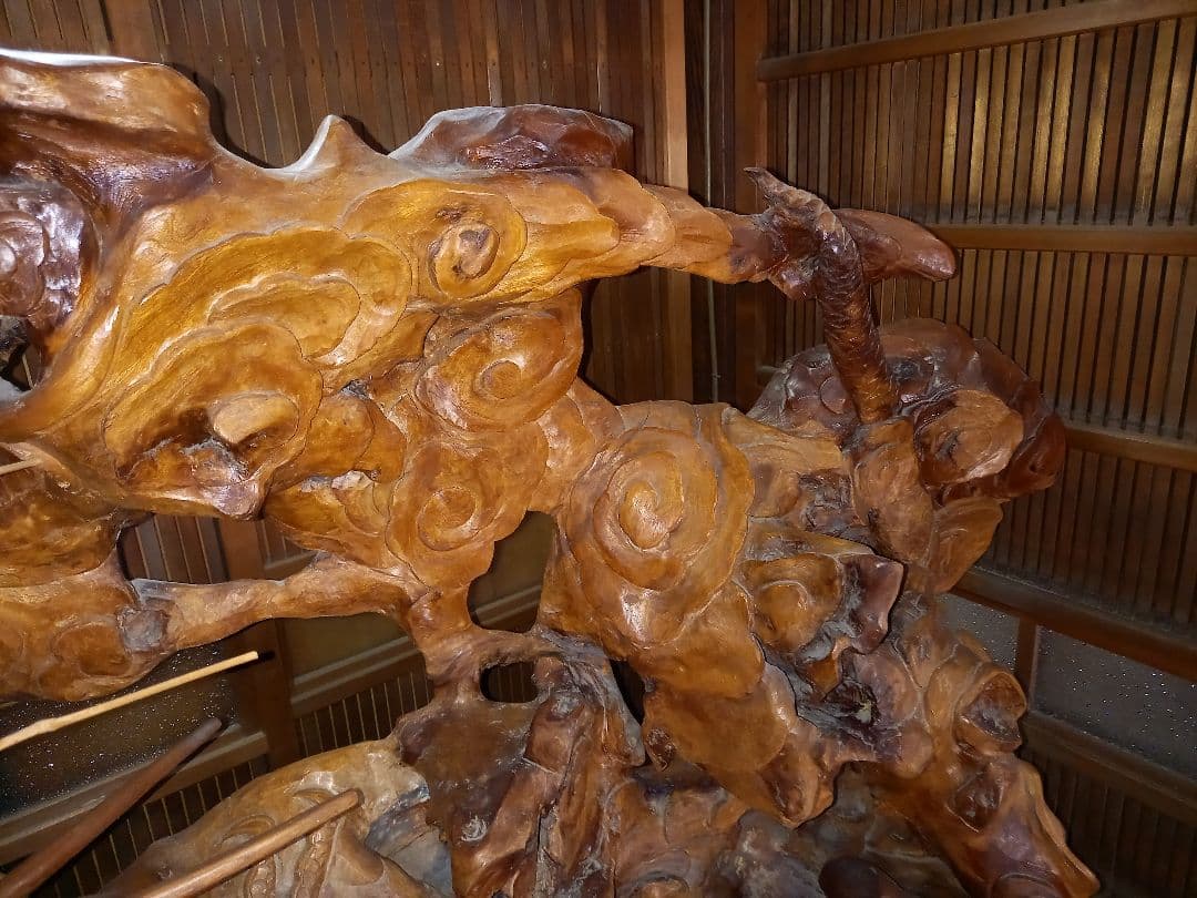 竜 龍 昇り龍 ドラゴンズ 欅 置物 衝立 パーテーション 一刀彫 天然無垢材