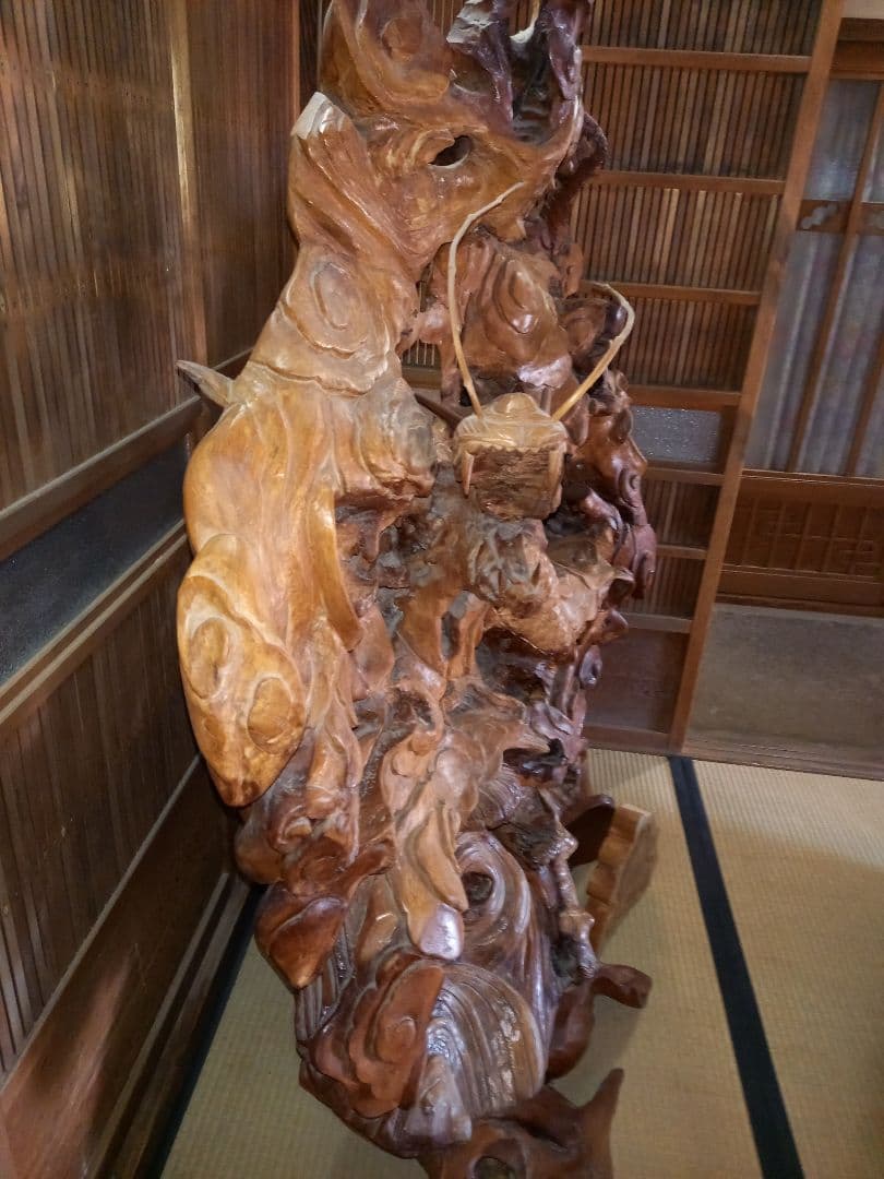 竜 龍 昇り龍 ドラゴンズ 欅 置物 衝立 パーテーション 一刀彫 天然無垢材