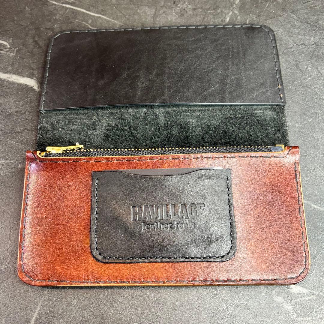 ハンドメイド　レザー長財布 ネイビー　革財布