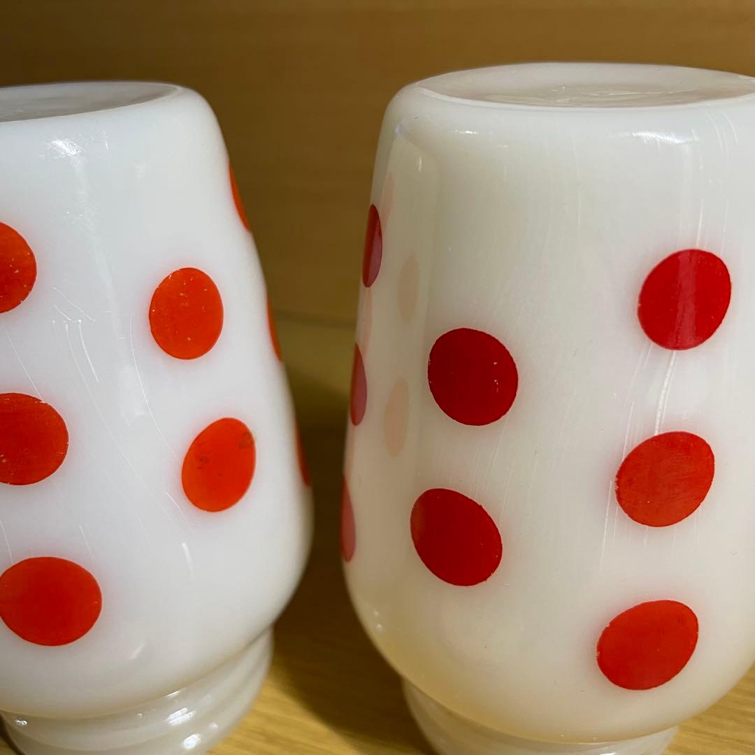 FireKing ファイヤーキング ソルト&ペッパー ポルカドット（赤）