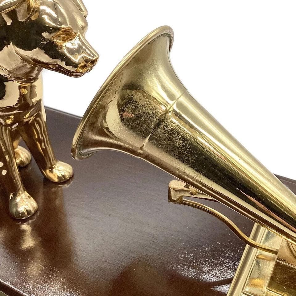 VICTOR ニッパー犬 ゴールド 蓄音機 創立50周年 置物 ガラスケース付き