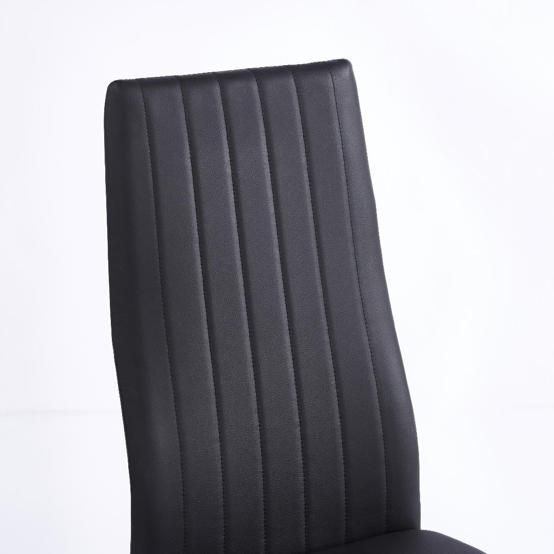 4脚セット ブラック ダイニングチェア シボリ背もたれ スタイリッシュ