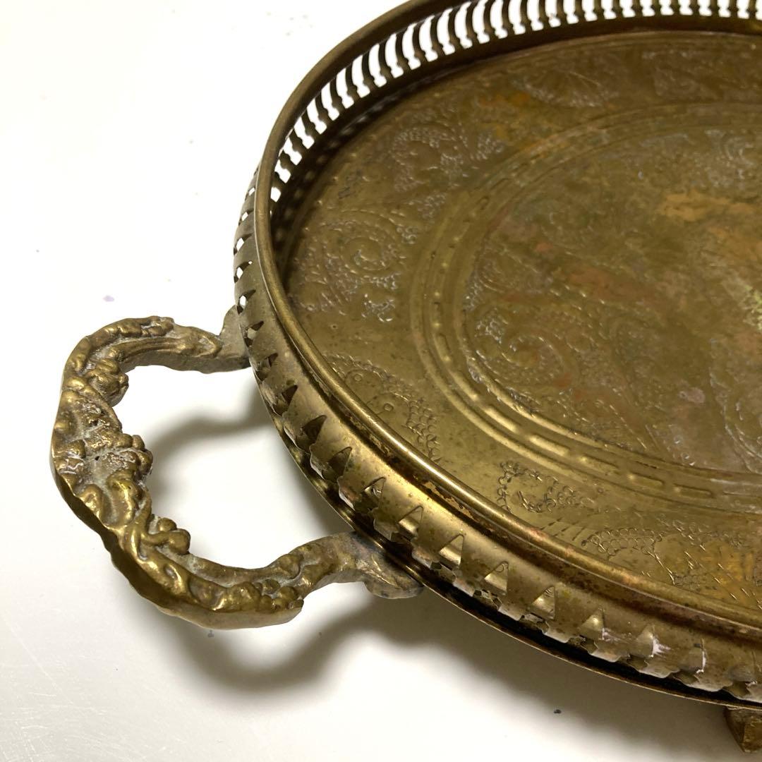 アンティーク　トレイ　ブラス