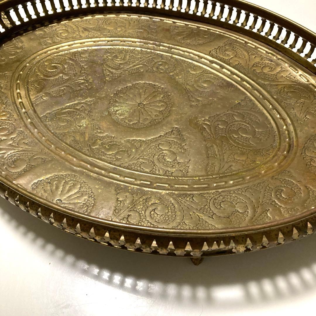 アンティーク　トレイ　ブラス