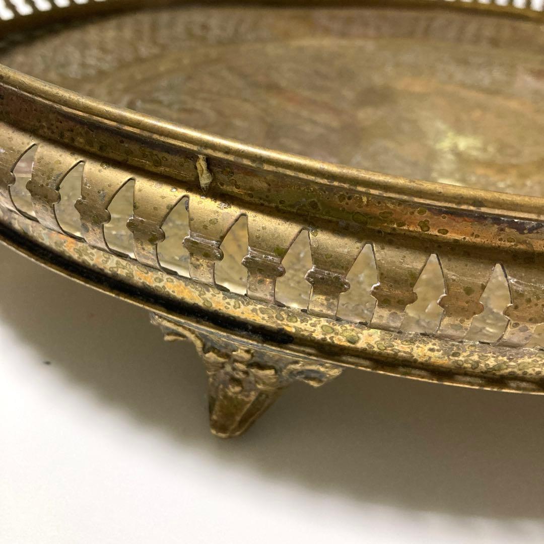 アンティーク　トレイ　ブラス