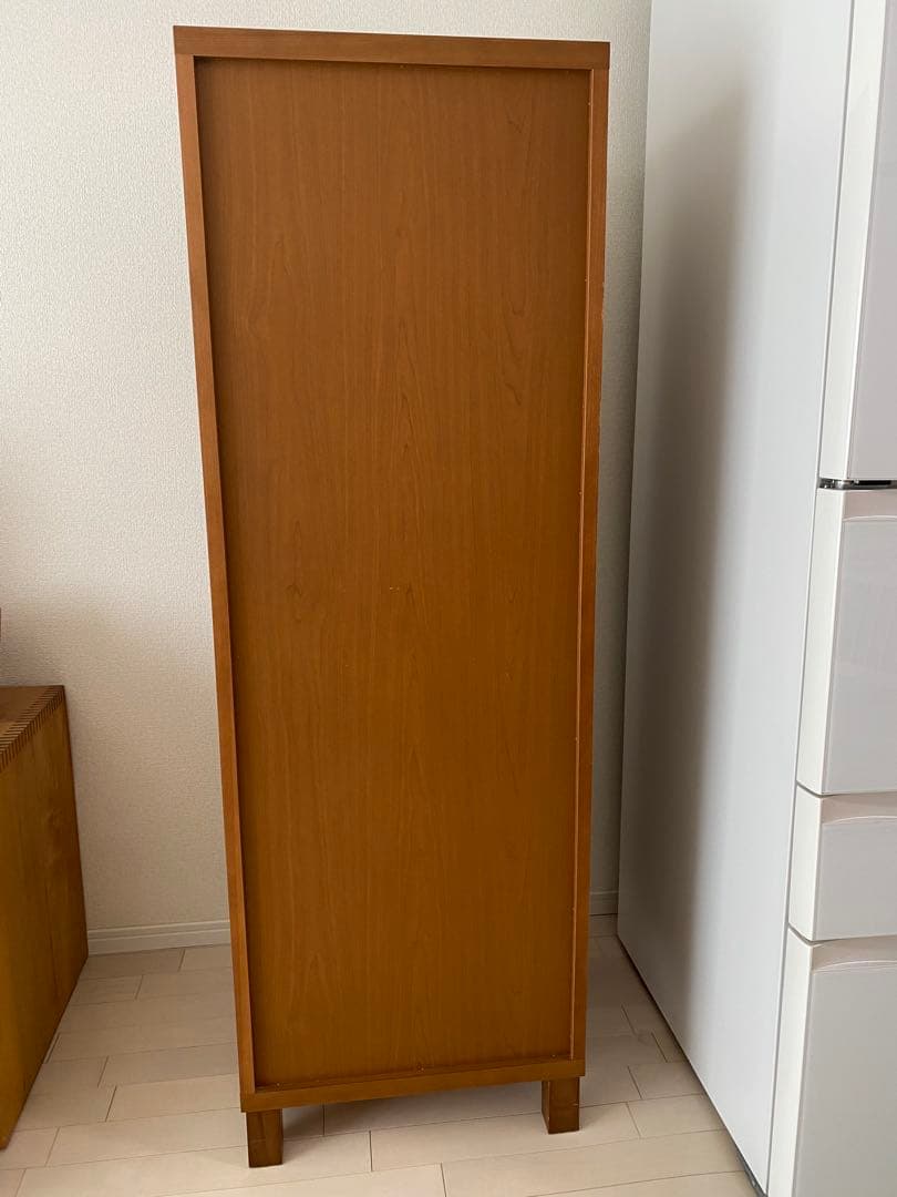 ナチュラルウッド シンプルシェルフ ガラス扉付き