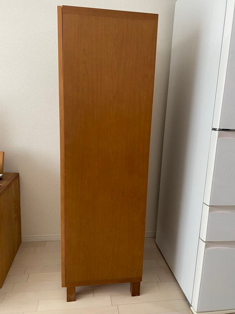 ナチュラルウッド シンプルシェルフ ガラス扉付き