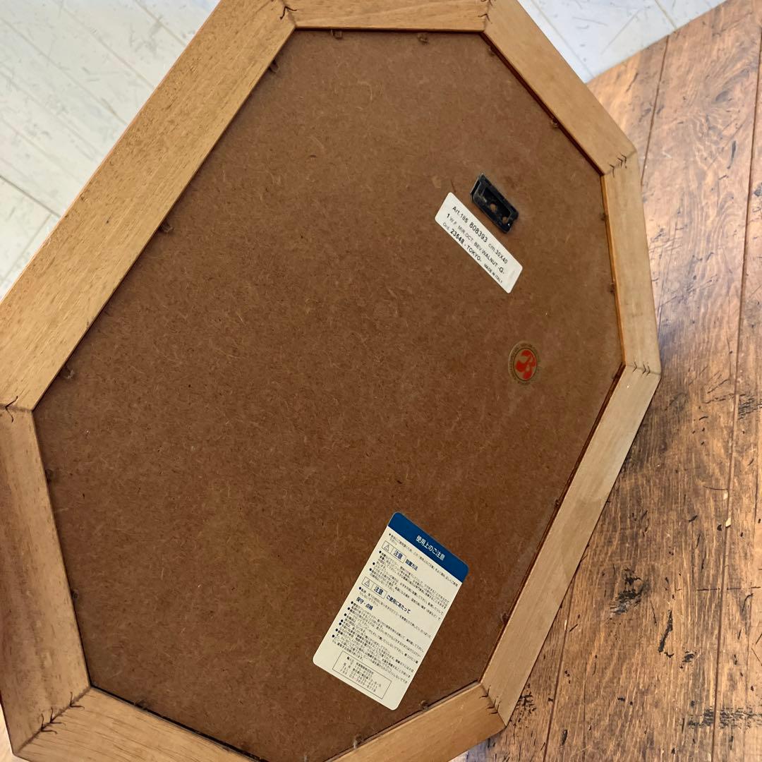 アンティーク 木製フレーム 8角形 イタリア製 壁掛け鏡 ウォールミラー