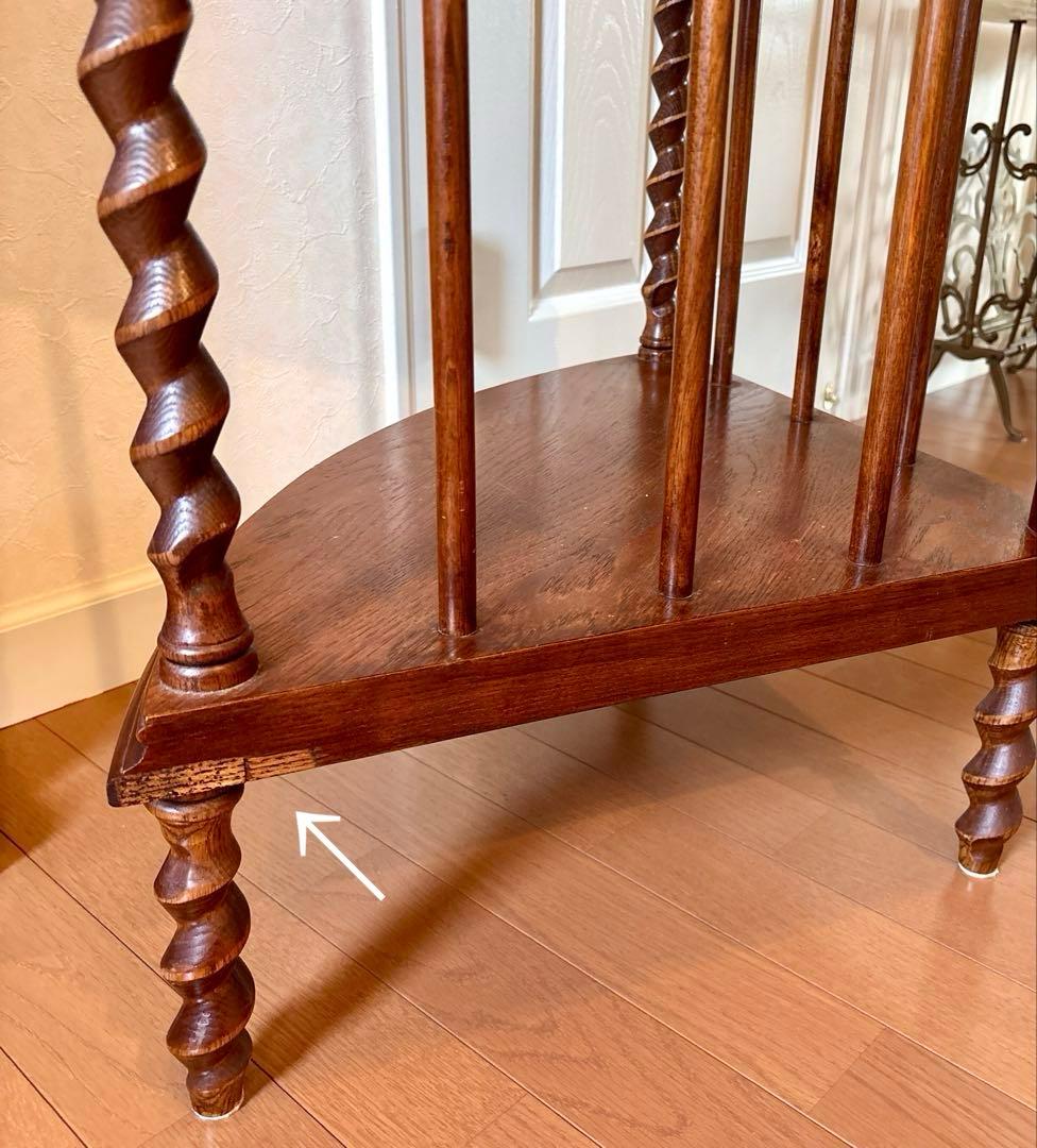 芋助様☆イギリス アンティーク コーナー シェルフ4段 オーク材 ツイストレッグ