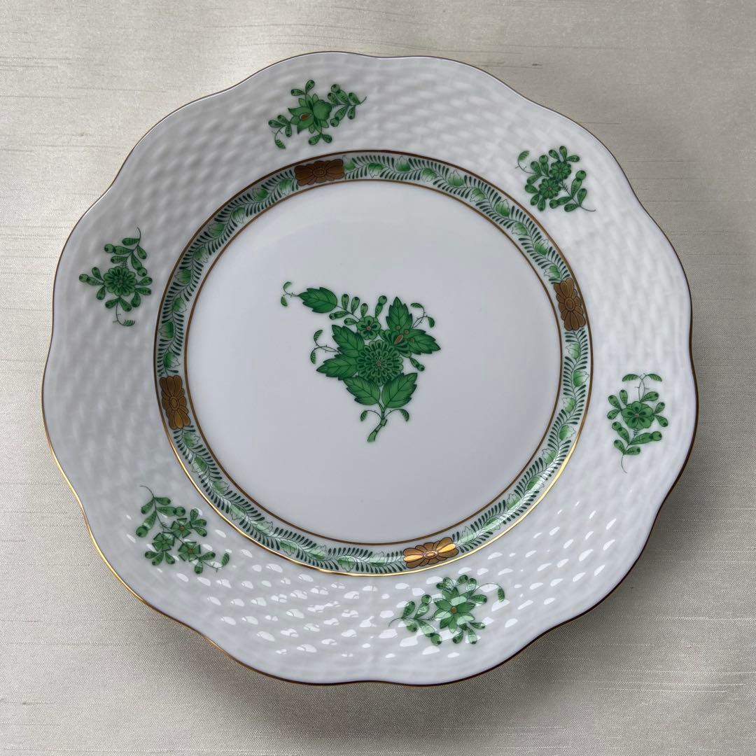 ヘレンド　アポニーグリーン　デザートプレート　約19cm ６枚セット