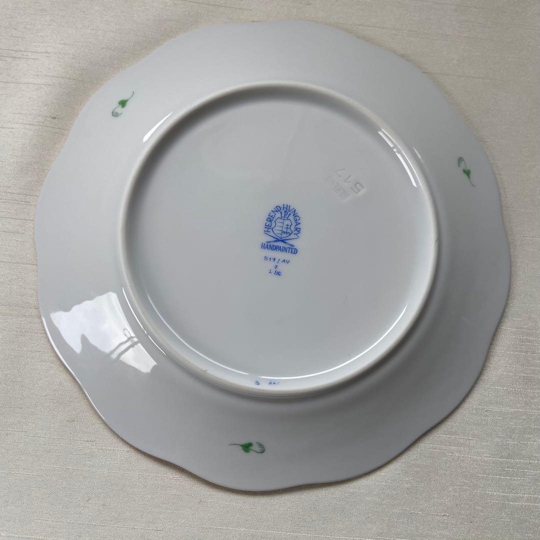 ヘレンド　アポニーグリーン　デザートプレート　約19cm ６枚セット