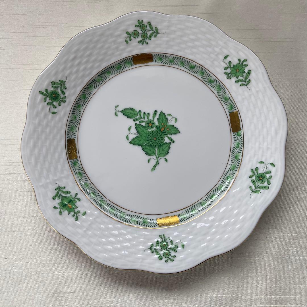 ヘレンド　アポニーグリーン　デザートプレート　約19cm ６枚セット