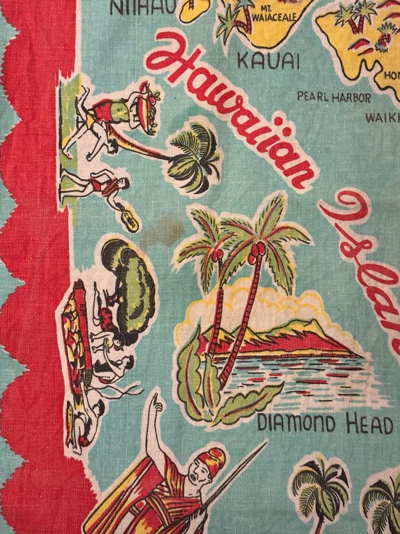 1960年代 ハワイ リネン スーベニアマップ 大判 ヴィンテージ USA