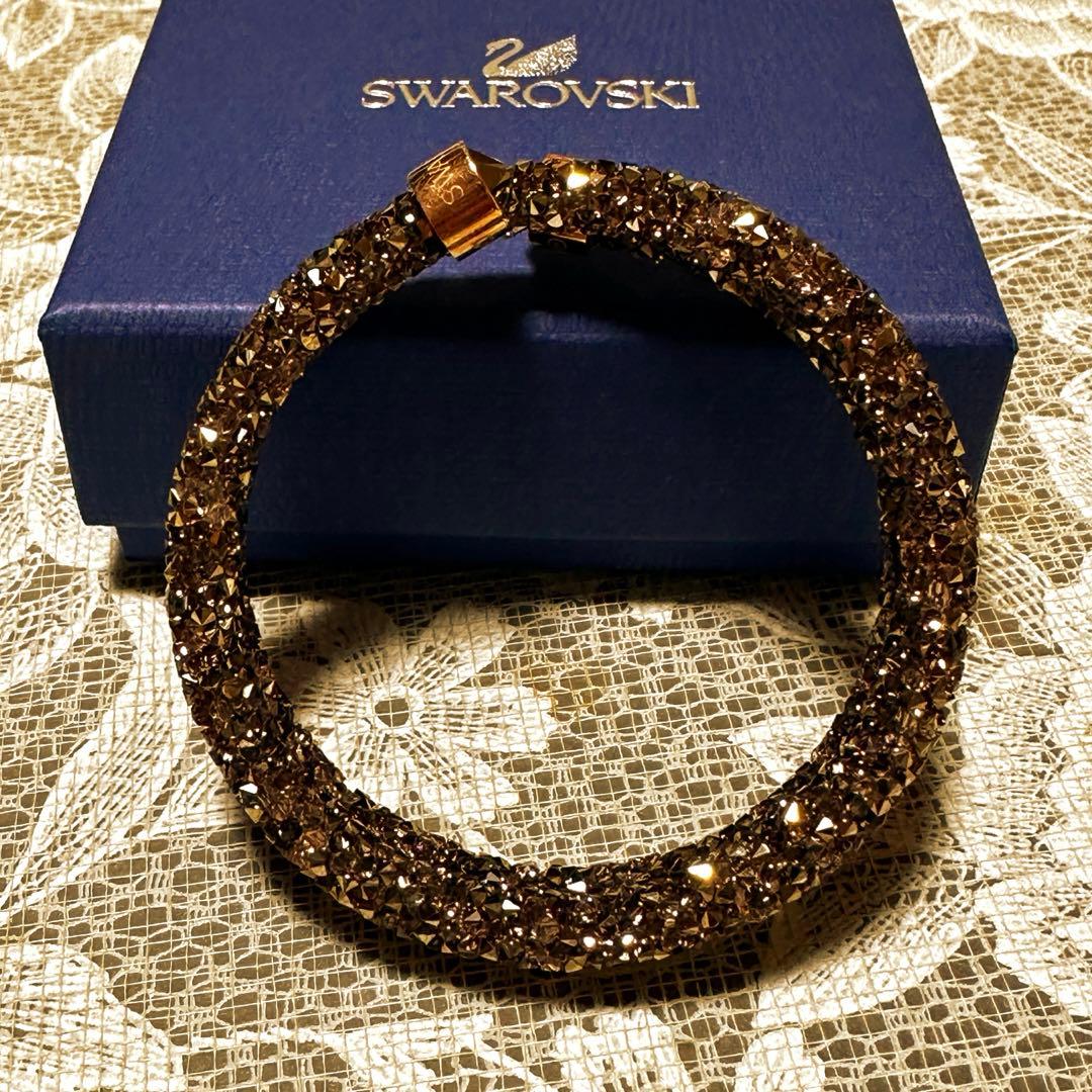 スワロフスキー♡二連バングル♡クリスタルダスト♡ブラウン - メルカリ