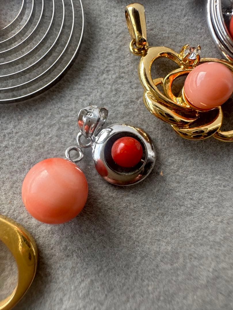 本珊瑚　サンゴ　ネックレス　ペンダント　ヴィンテージ　アクセサリー　8点まとめ