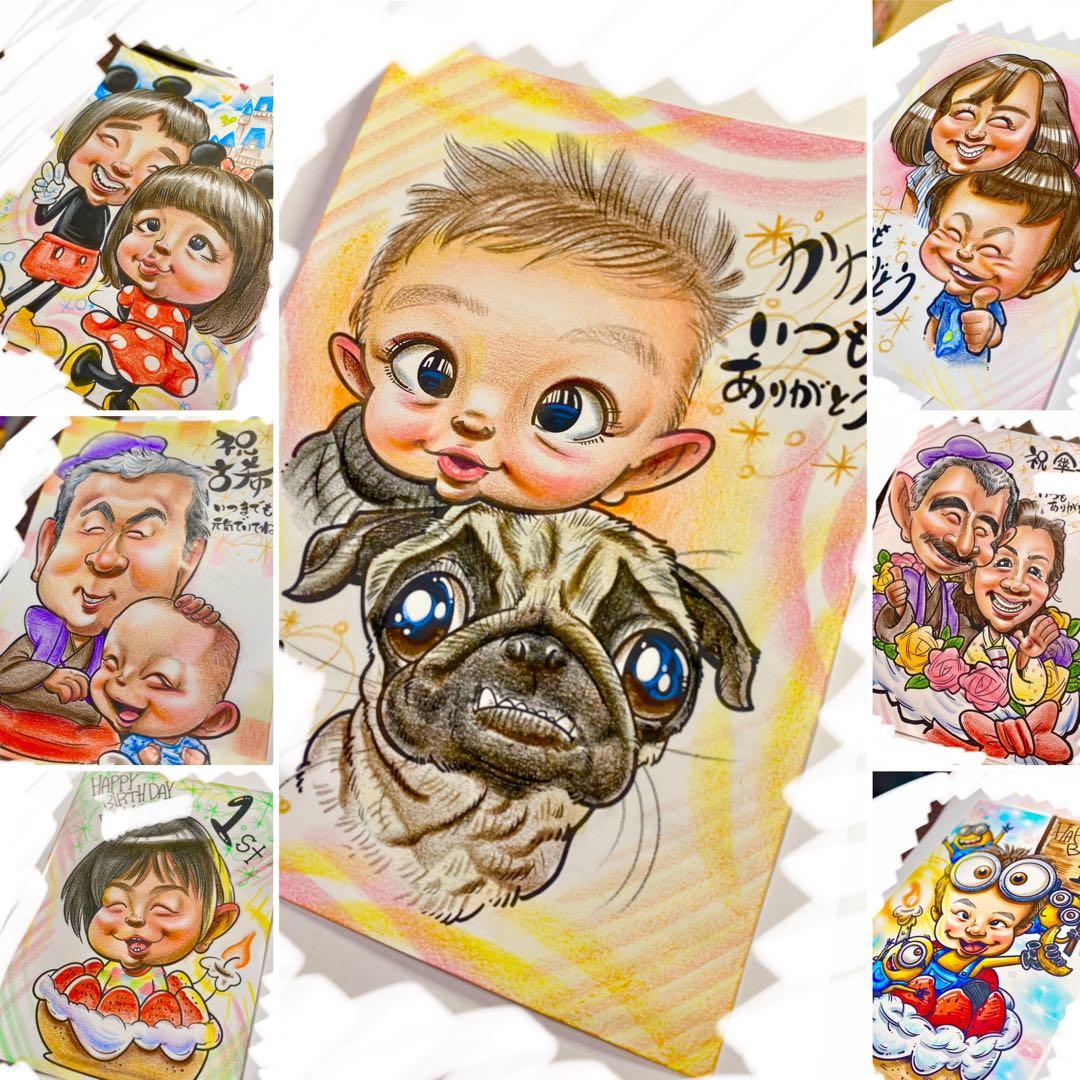 世界で1枚の手描きのオーダーメイド似顔絵★クリスマスプレゼント★記念日