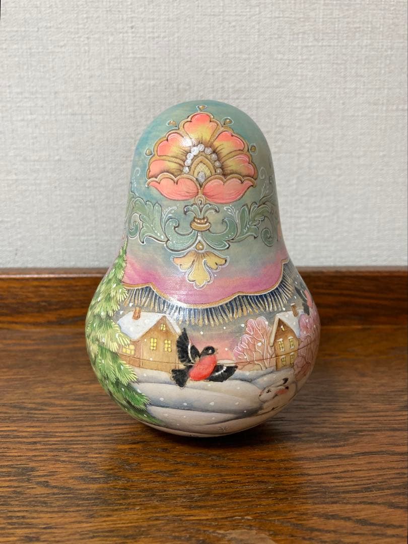 ロシア雑貨☆お起き上がりこぼし♪『冬景色』マトリョーシカ イリーナ作