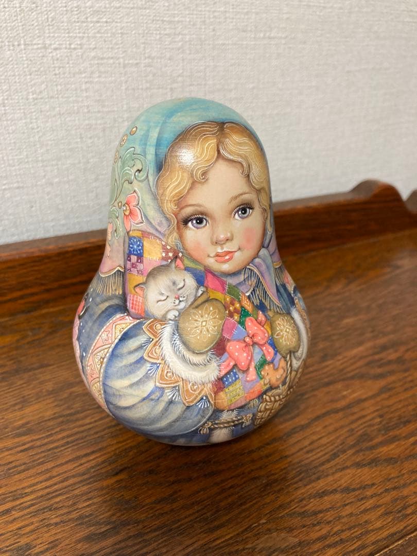 ロシア雑貨☆お起き上がりこぼし♪『冬景色』マトリョーシカ イリーナ作