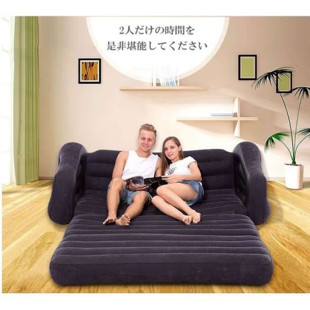 新感覚❤エアー ソファ ベッド 2人掛け ブラック