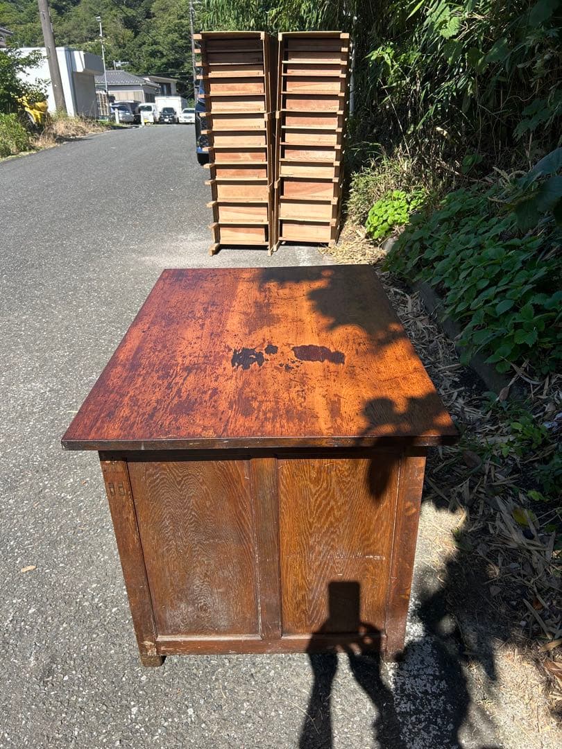 レトロ　アンティーク　木製引き出し付きテーブル