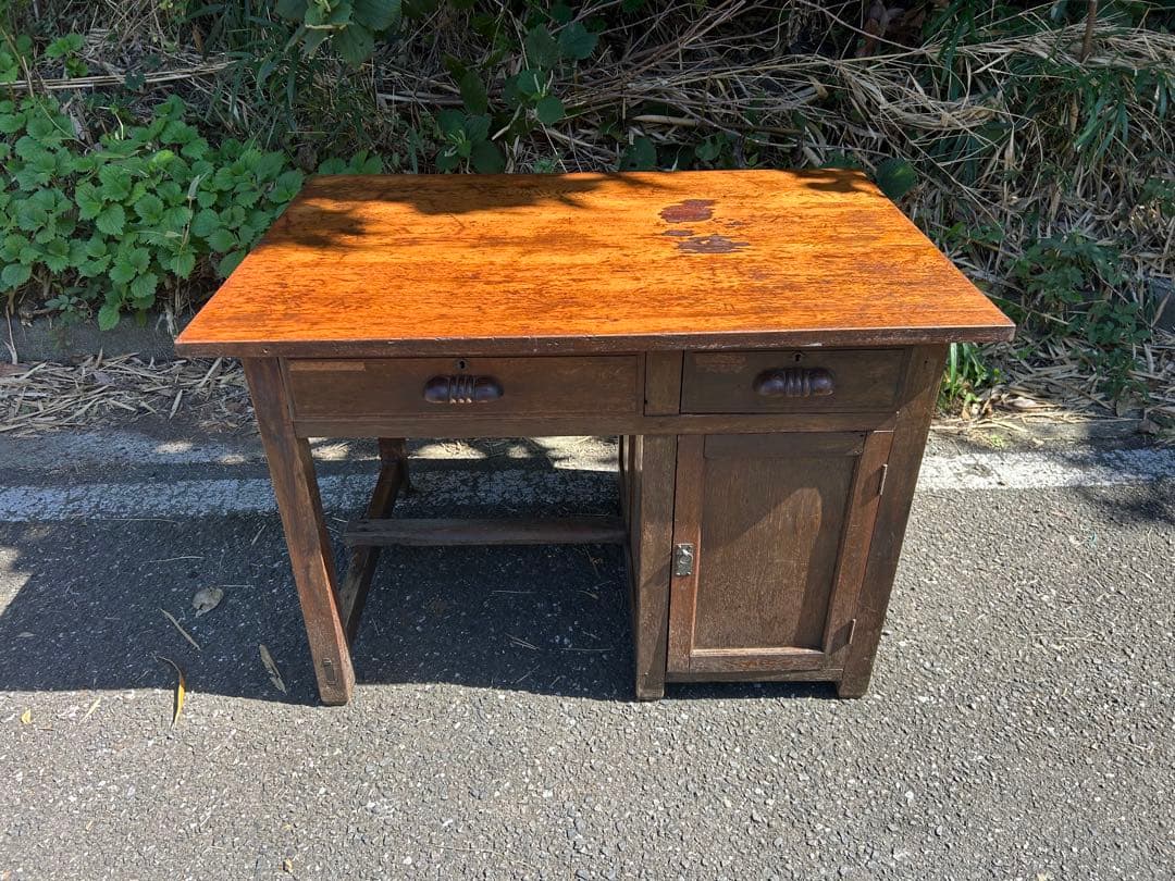 レトロ　アンティーク　木製引き出し付きテーブル