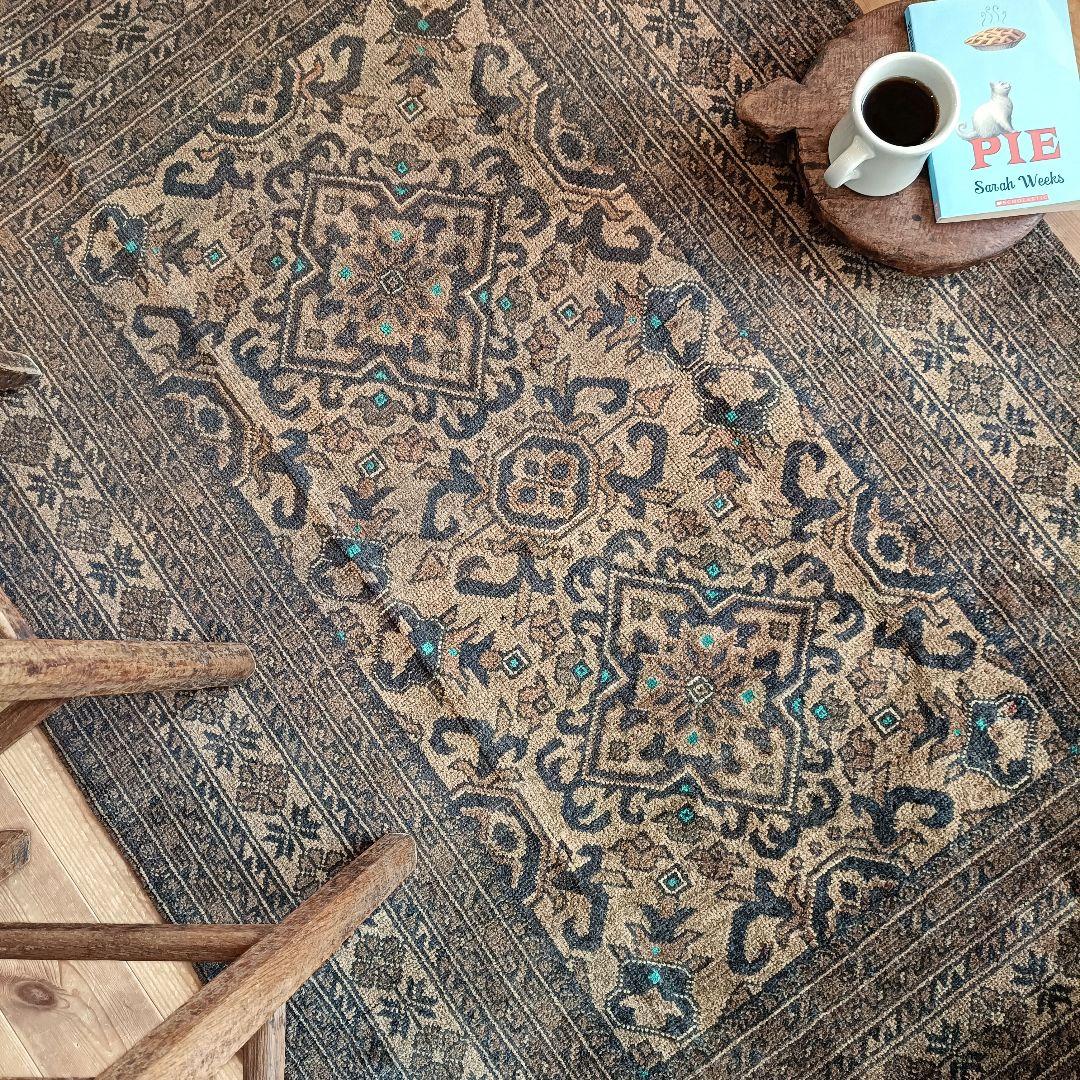 80s】L152cm トライバルラグ ヴィンテージラグ アフガンラグ ペルシャ