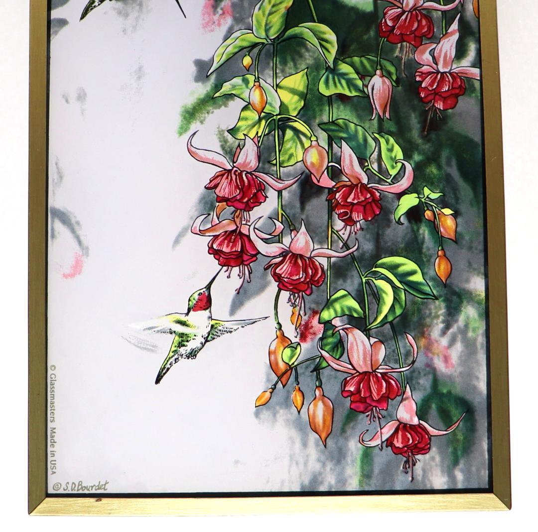 スーザン・ブルデ ヴィンテージ ステンドグラス ハチドリとフクシア 水彩画 絵画
